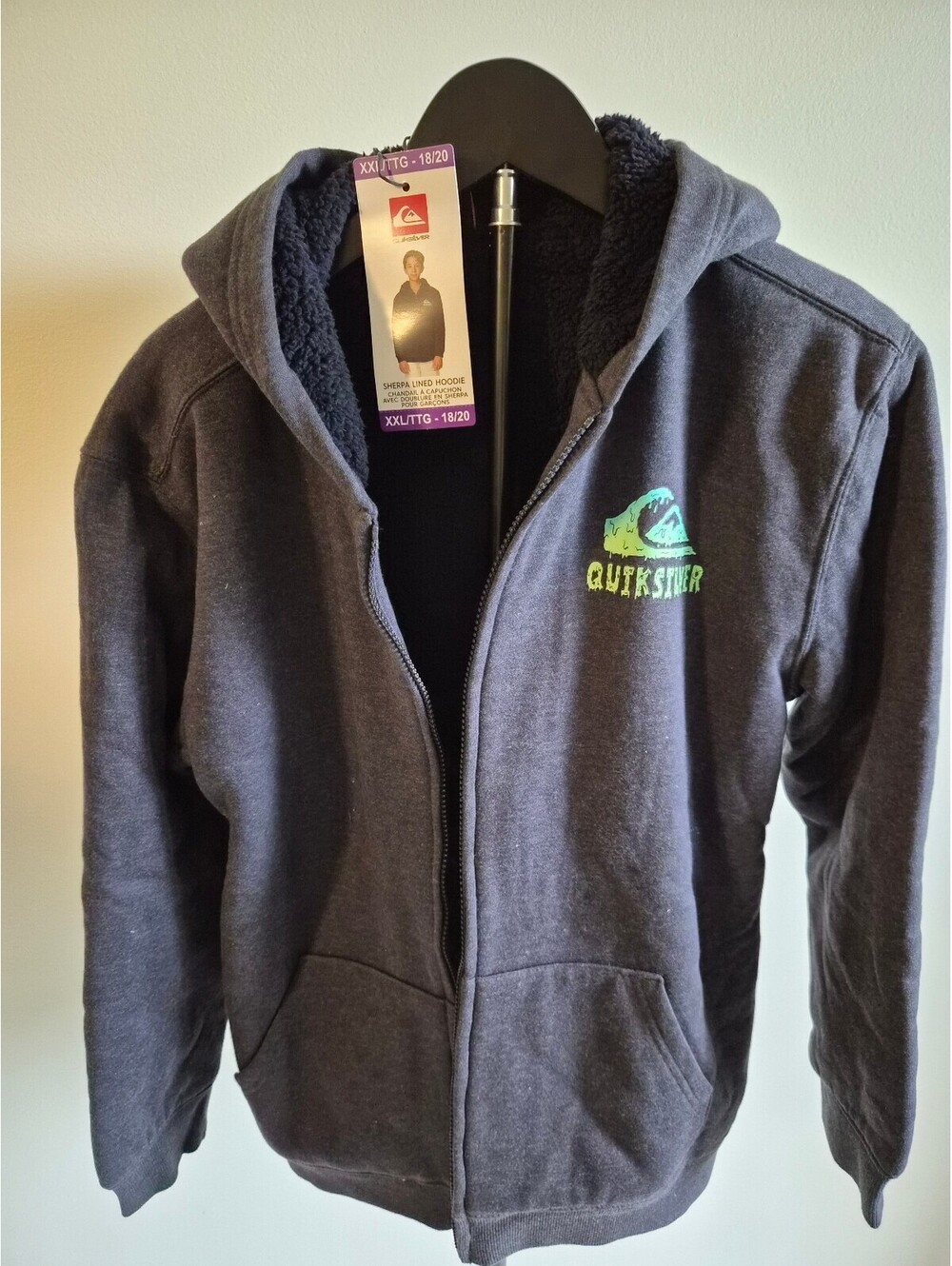 Quiksilver Boys Sherpa Lined Hoodie Zip-Up Sweatshirt XXL 18/20 0236